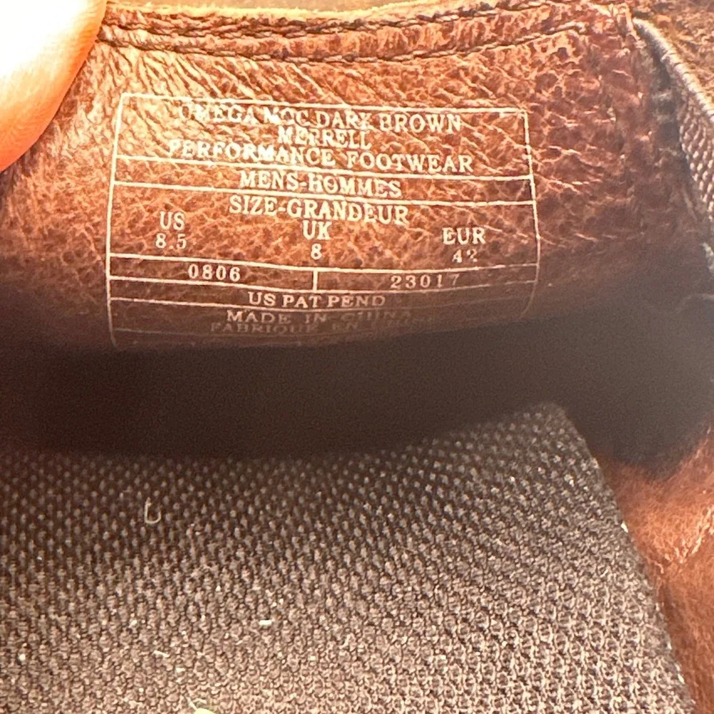 Merrell Omega Moc Dark Brown Leather Slip On Loafers Vibram Mens 8.5 23017